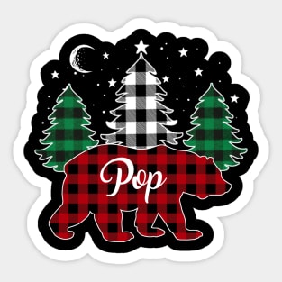 Pop Bear Buffalo Red Plaid Matching Family Christmas Sticker